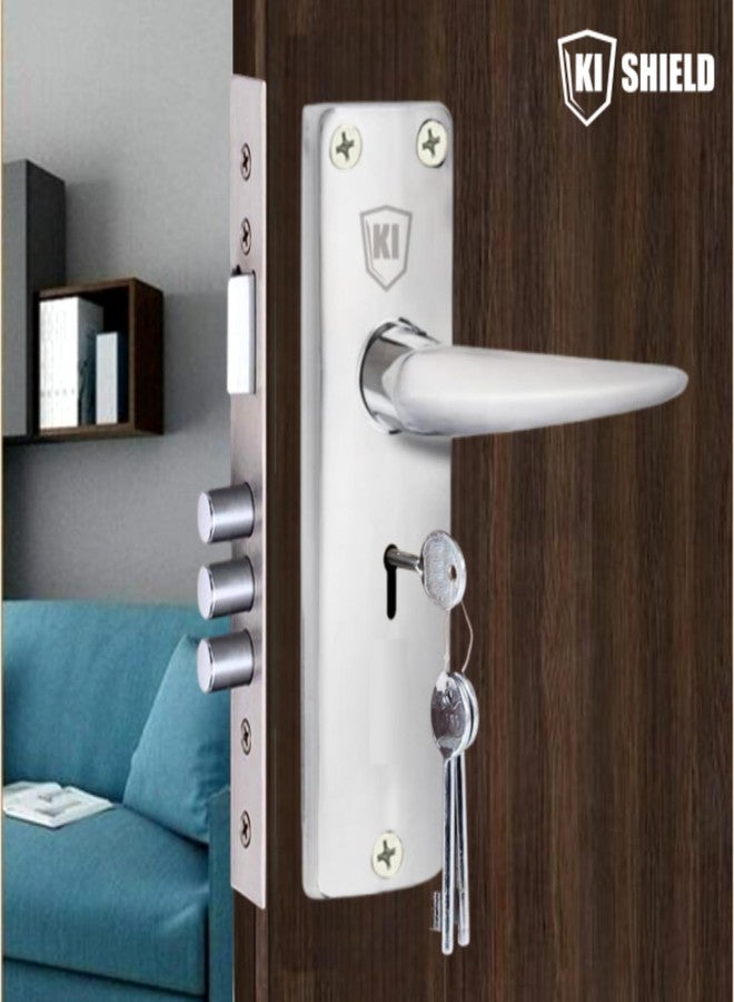 KI SHIELD طقم قفل باب نقر من الفولاذ المقاوم للصدأ KI SHIELD MHS 1011 مقاس 6 بوصات بلمسة نهائية من الكروم، مناسب للحمامات والمطابخ وغرف النوم وغرف التخزين | ملحقات الأبواب، طقم مقابض أبواب KY مع قفل مزدوج الدوران 65 مم - Image 3